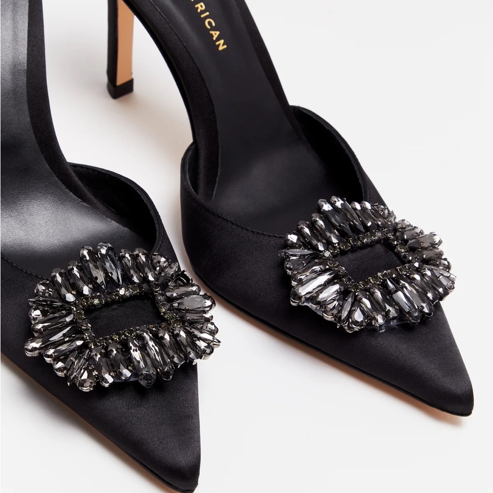Good American Cinder-F*cking rella jeweled mule high heel